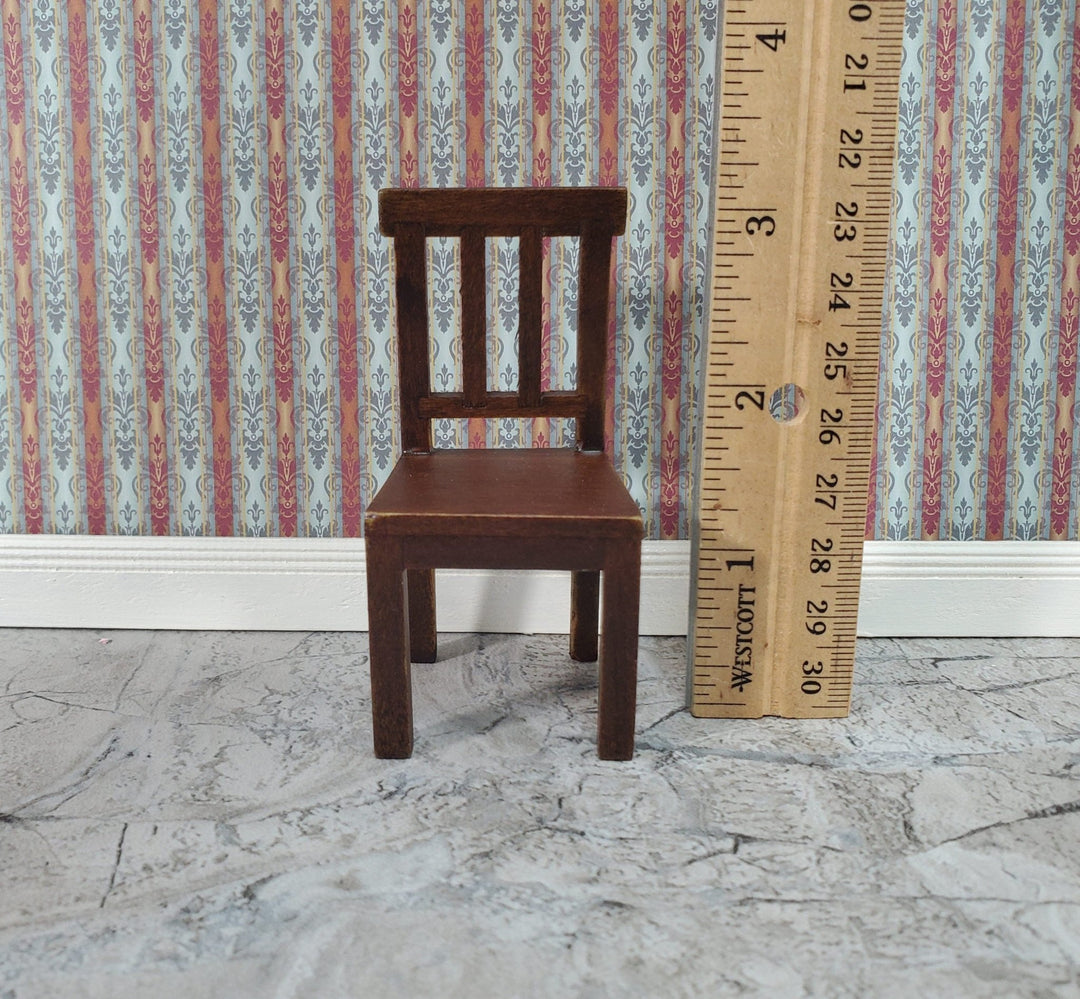 Dollhouse Miniature Small Chair Dark Walnut Wood 1:12 Scale 3 1/8" tall - Miniature Crush