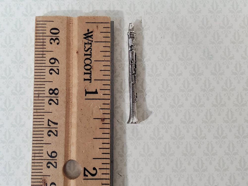 Dollhouse Miniature Small Clarinet 1 3/8" long Miniature Instrument Silver Metal - Miniature Crush