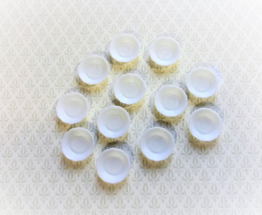 Dollhouse Miniature Soup Bowls Scalloped Edge x12 White Plastic Small 1:12 Scale - Miniature Crush