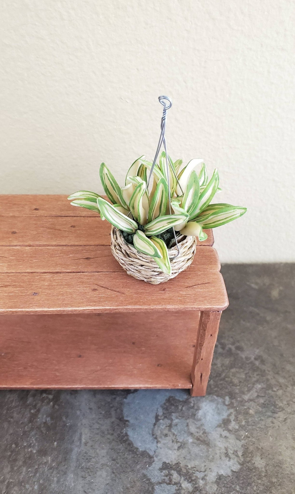 Dollhouse Miniature Spider Plant Hanging Basket 1:12 Scale Houseplant - Miniature Crush