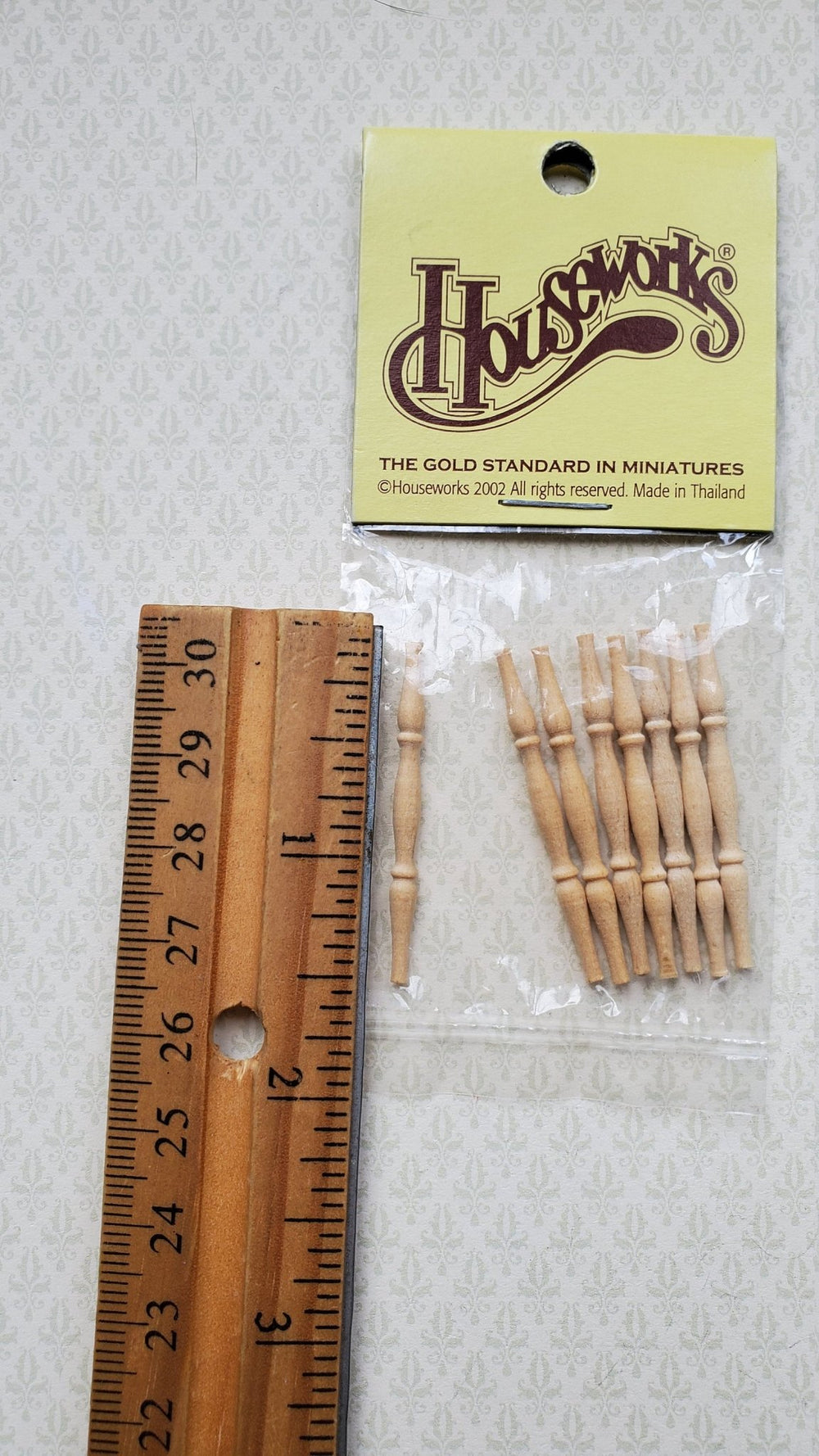 Dollhouse Miniature Spindles Small Wood Houseworks 12025 8 Pieces 1:12 Scale 1 1/2" Long - Miniature Crush