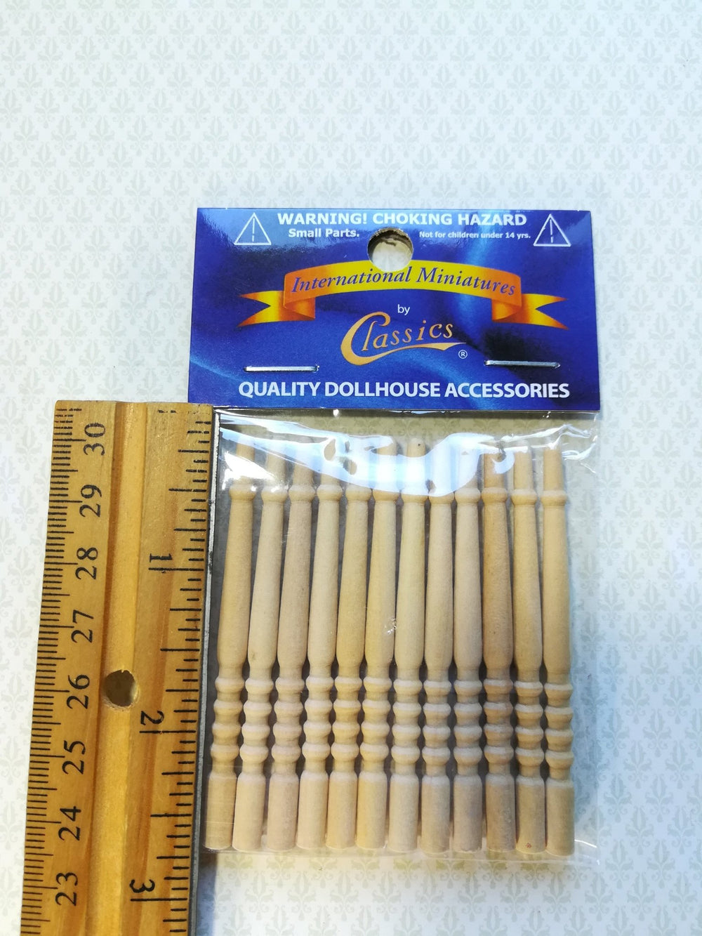 Dollhouse Miniature Spindles Stair Balusters 1:12 Scale 2 5/8" Tall posts - Miniature Crush