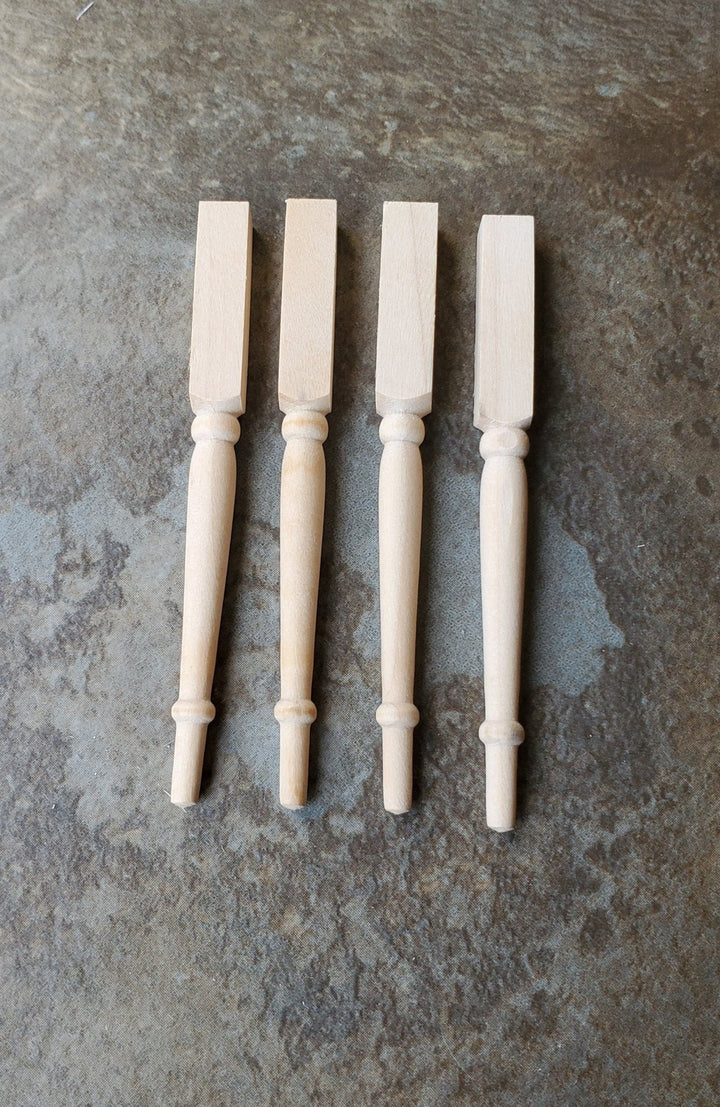 Dollhouse Miniature Spindles Table Legs Wood 4 Pieces 1:12 Scale 2 5/8" Long - Miniature Crush