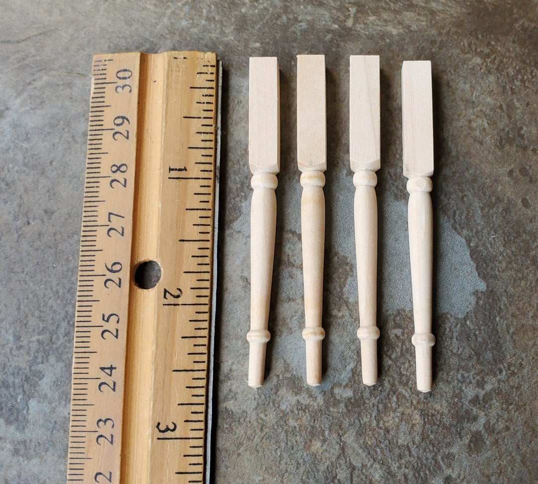 Dollhouse Miniature Spindles Table Legs Wood 4 Pieces 1:12 Scale 2 5/8" Long - Miniature Crush