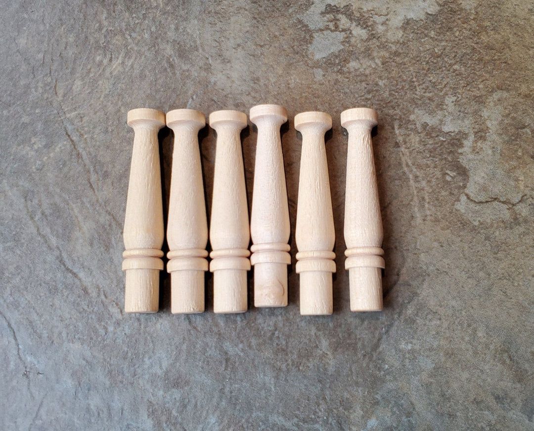 Dollhouse Miniature Spindles Wood for Building Urn Style x6 1:12 Scale 2" Long - Miniature Crush