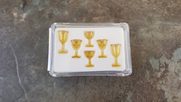 Dollhouse Miniature Stemware Amber Fancy x6 plastic 1:12 Scale Glasses Chrysnbon - Miniature Crush