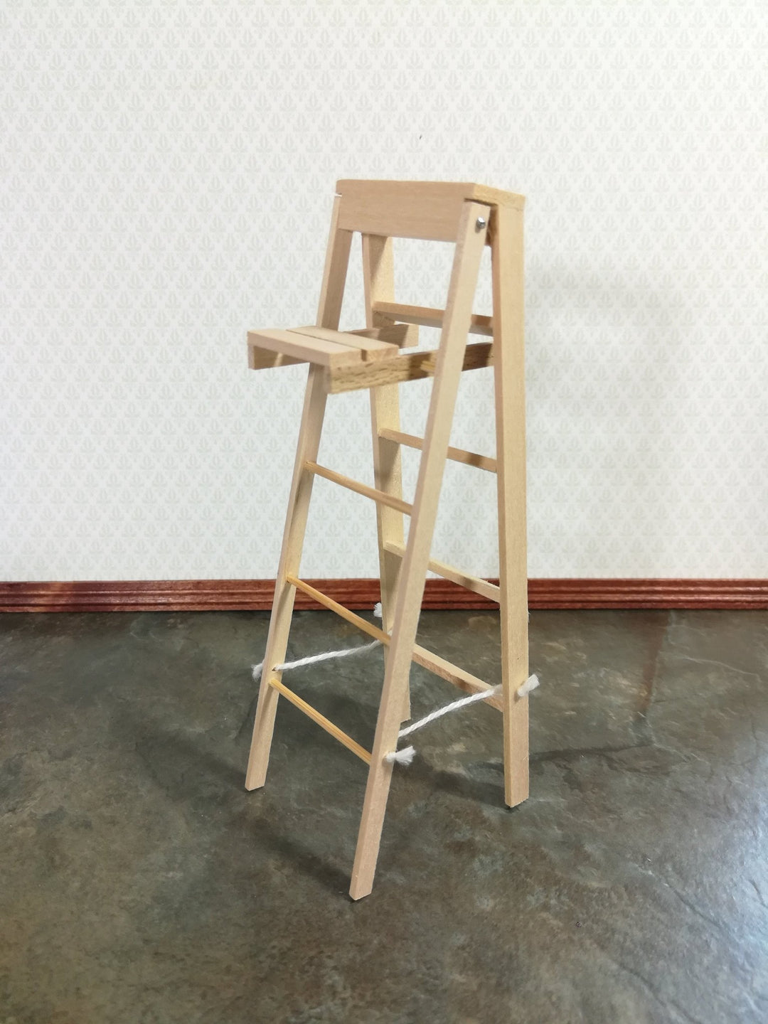 Dollhouse Miniature Step Ladder Tall Wood DIY 1:12 Scale Unfinished - Miniature Crush