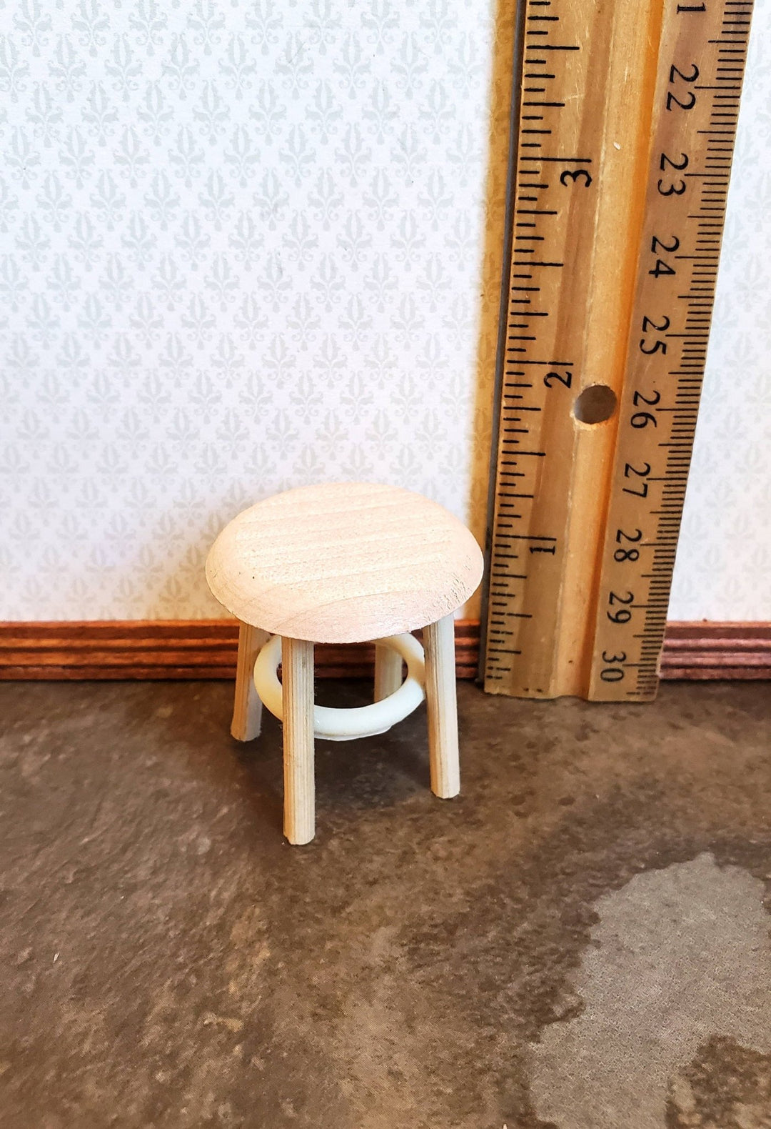 Dollhouse Miniature Step Stool Short Unfinished Wood 1:12 Scale Furniture 1 1/2" - Miniature Crush
