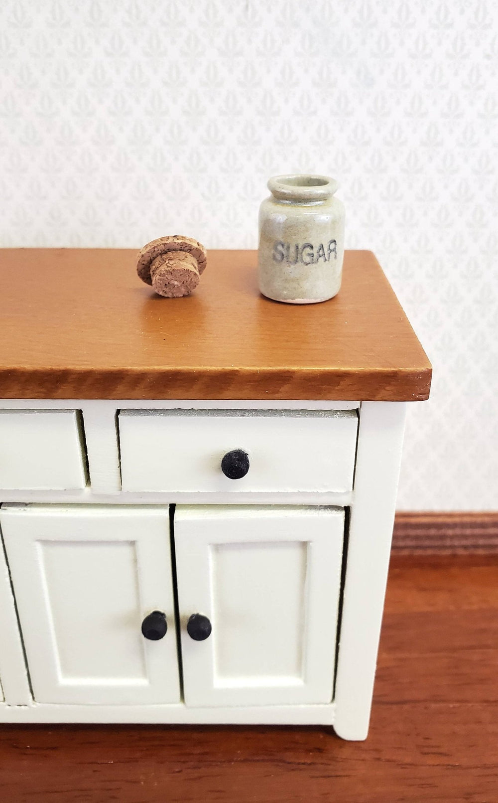 Dollhouse Miniature Stoneware Crock SUGAR with Cork Top 1:12 Scale Handmade Kitchen - Miniature Crush
