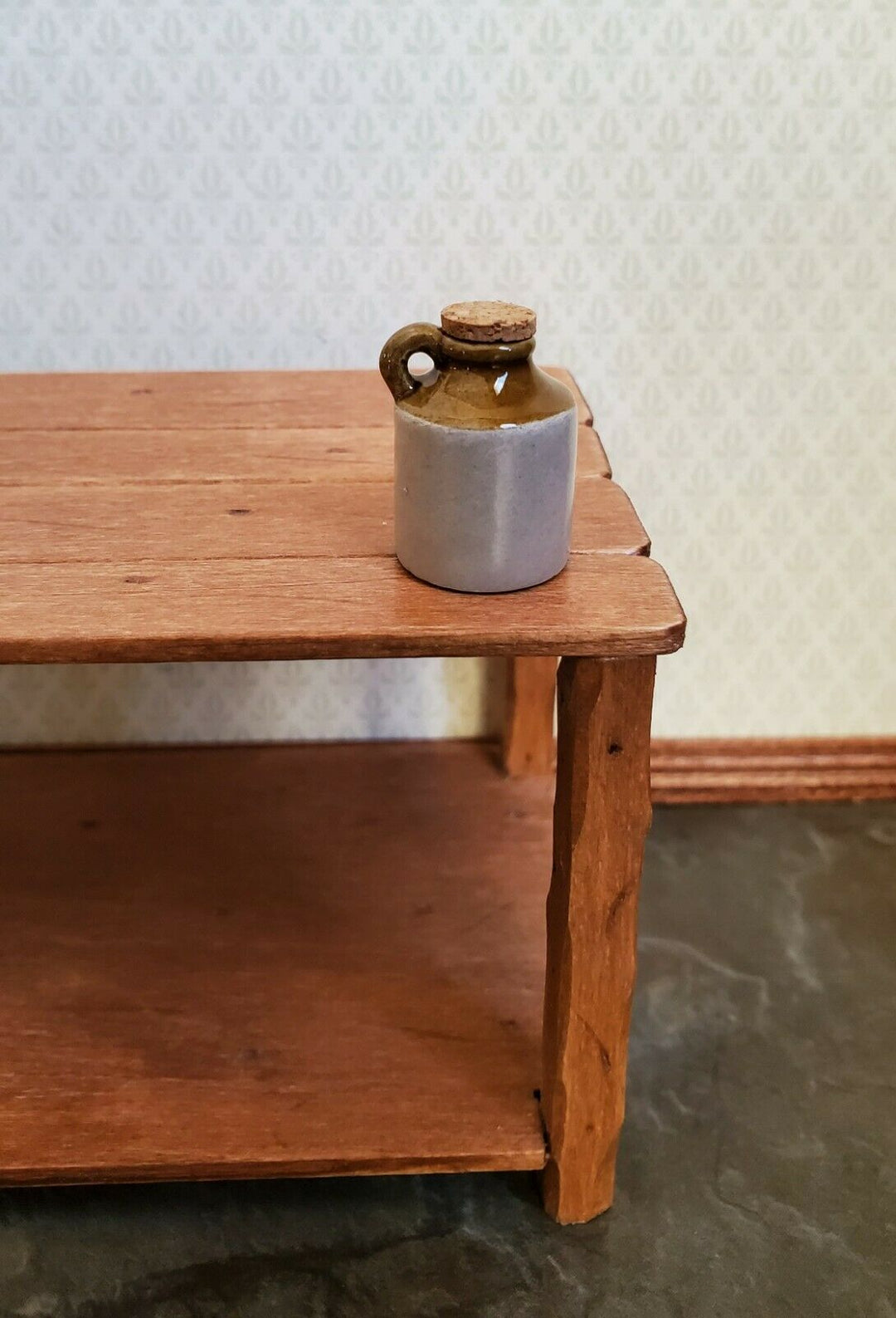 Dollhouse Miniature Stoneware Jug Cork Demijohn Crock 1:12 Scale Handmade 20mm - Miniature Crush