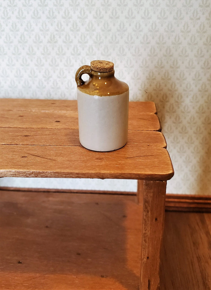 Dollhouse Miniature Stoneware Jug with Cork Demijohn Crock 1:12 Scale Handmade - Miniature Crush