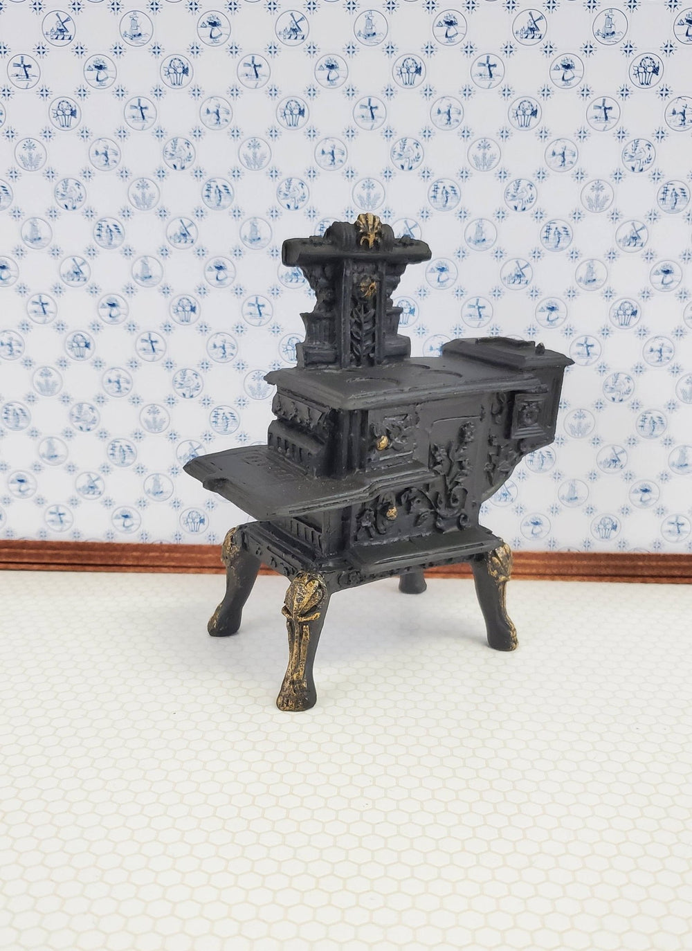 Dollhouse Miniature Stove Oven Small Victorian 1:12 Scale Kitchen Cast Resin - Miniature Crush