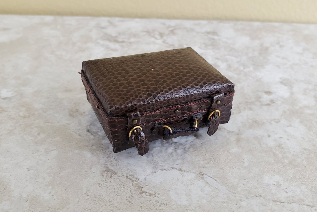 Dollhouse Miniature Suitcase Luggage 1:12 Scale Faux Leather Alligator Opens Medium - Miniature Crush