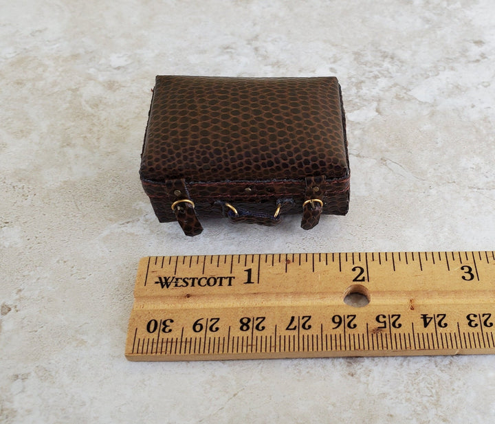 Dollhouse Miniature Suitcase Luggage 1:12 Scale Faux Leather Alligator Opens Medium - Miniature Crush