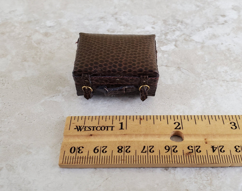 Dollhouse Miniature Suitcase Luggage 1:12 Scale Faux Leather Alligator Opens Small - Miniature Crush