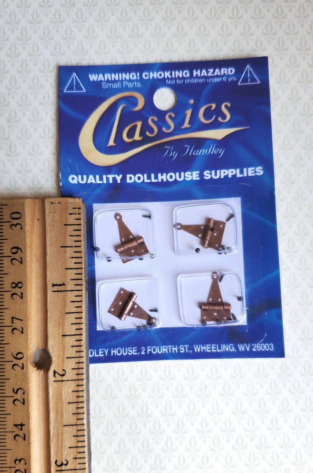 Dollhouse Miniature T Hinges Working x4 Bronze 1:12 Scale Includes Nails - Miniature Crush