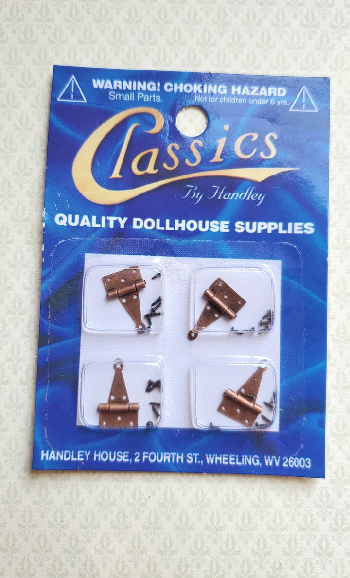 Dollhouse Miniature T Hinges Working x4 Bronze 1:12 Scale Includes Nails - Miniature Crush