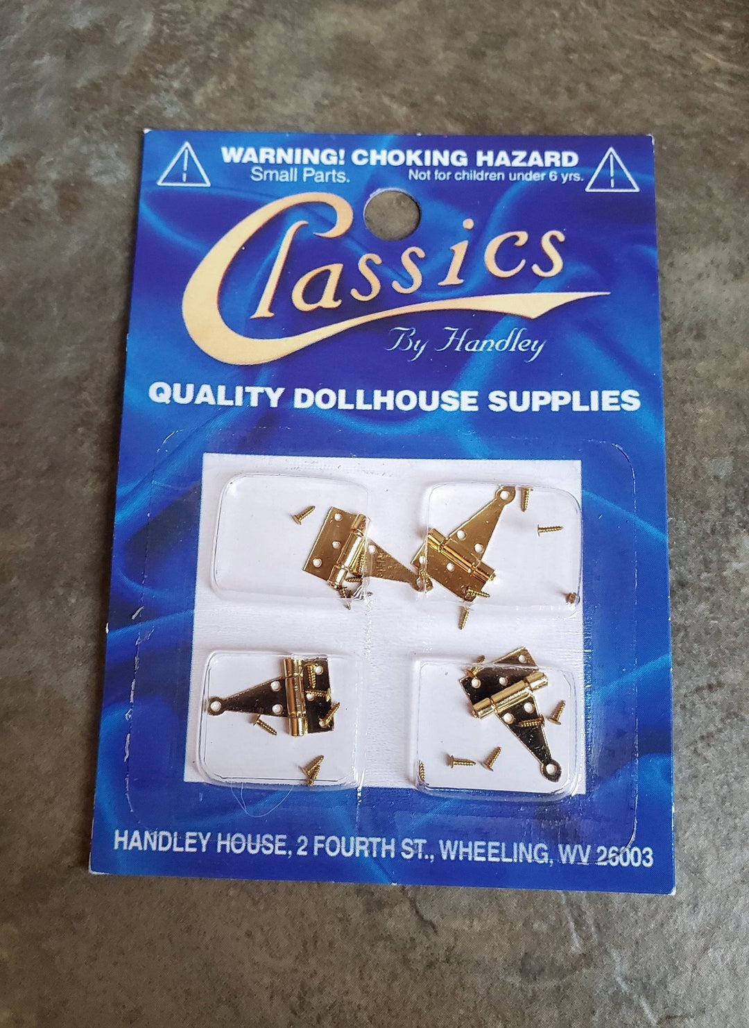 Dollhouse Miniature T Hinges Working x4 Gold 1:12 Scale Includes Nails - Miniature Crush