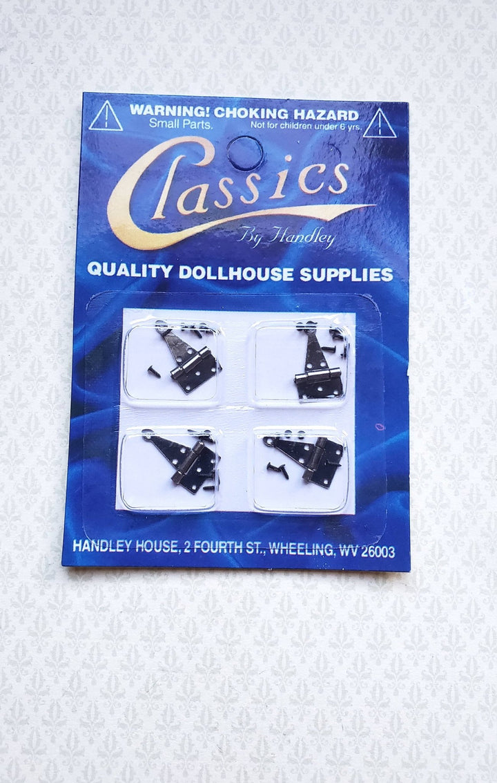 Dollhouse Miniature T Hinges Working x4 Pewter 1:12 Scale Includes Nails - Miniature Crush