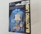 Dollhouse Miniature Table Lamp White Shade Gold Base 1:12 Scale 12 volt with Plug - Miniature Crush