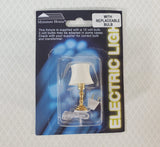 Dollhouse Miniature Table Lamp White Shade Gold Base 1:12 Scale 12 volt with Plug - Miniature Crush