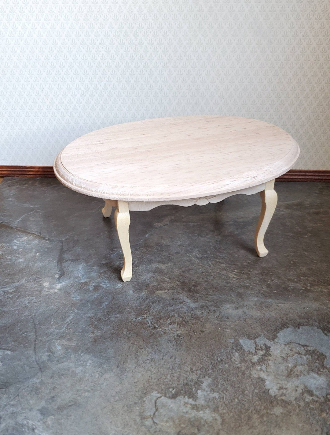 Dollhouse Miniature Table Oval Dining Room Unfinished 1:12 Scale 6" - Miniature Crush