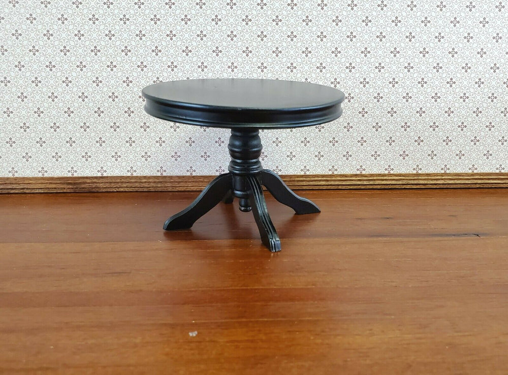 Dollhouse Miniature Table Round Pedestal Black Finish 1:12 Scale Kitchen Dining - Miniature Crush