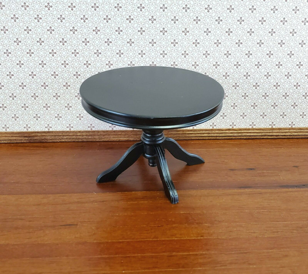 Dollhouse Miniature Table Round Pedestal Black Finish 1:12 Scale Kitchen Dining - Miniature Crush