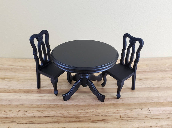 Dollhouse Miniature Table Round Pedestal Black Wood 1:12 Scale Kitchen Dining Room - Miniature Crush