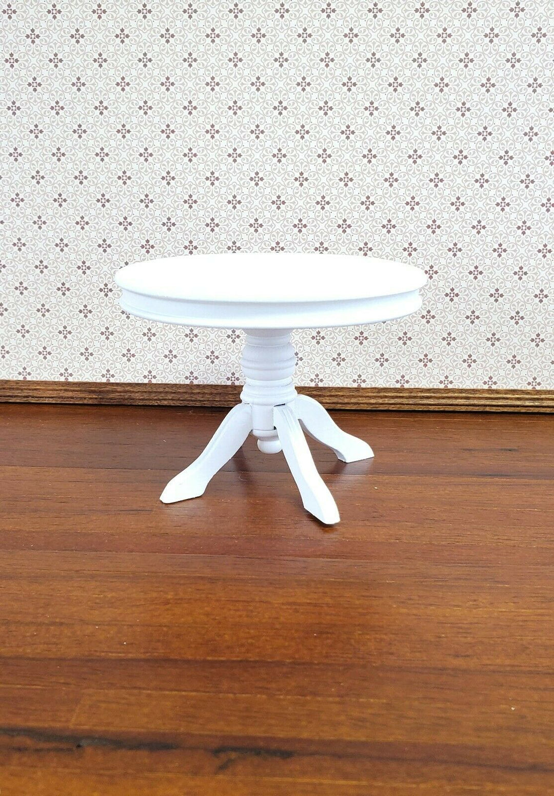 Dollhouse Miniature Table Round Pedestal White Finish 1:12 Scale Kitchen Dining - Miniature Crush