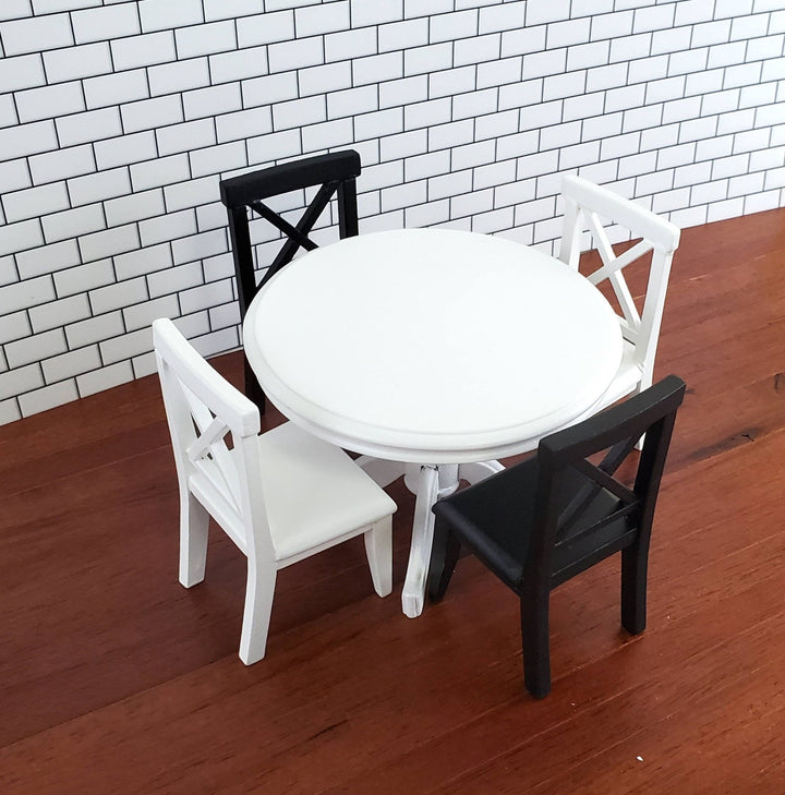 Dollhouse Miniature Table Round Pedestal White Wood 1:12 Scale Kitchen Dining Room - Miniature Crush