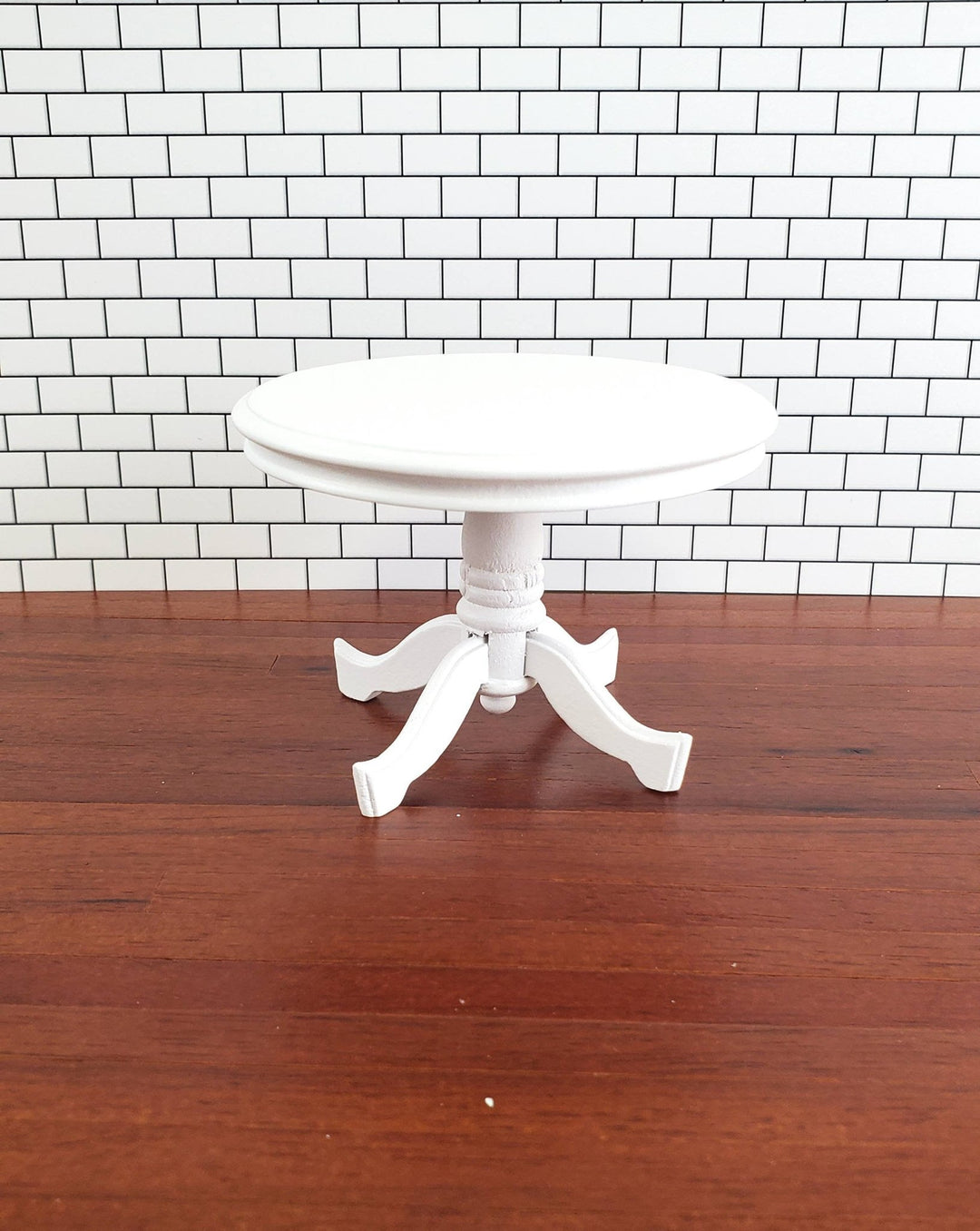 Dollhouse Miniature Table Round Pedestal White Wood 1:12 Scale Kitchen Dining Room - Miniature Crush