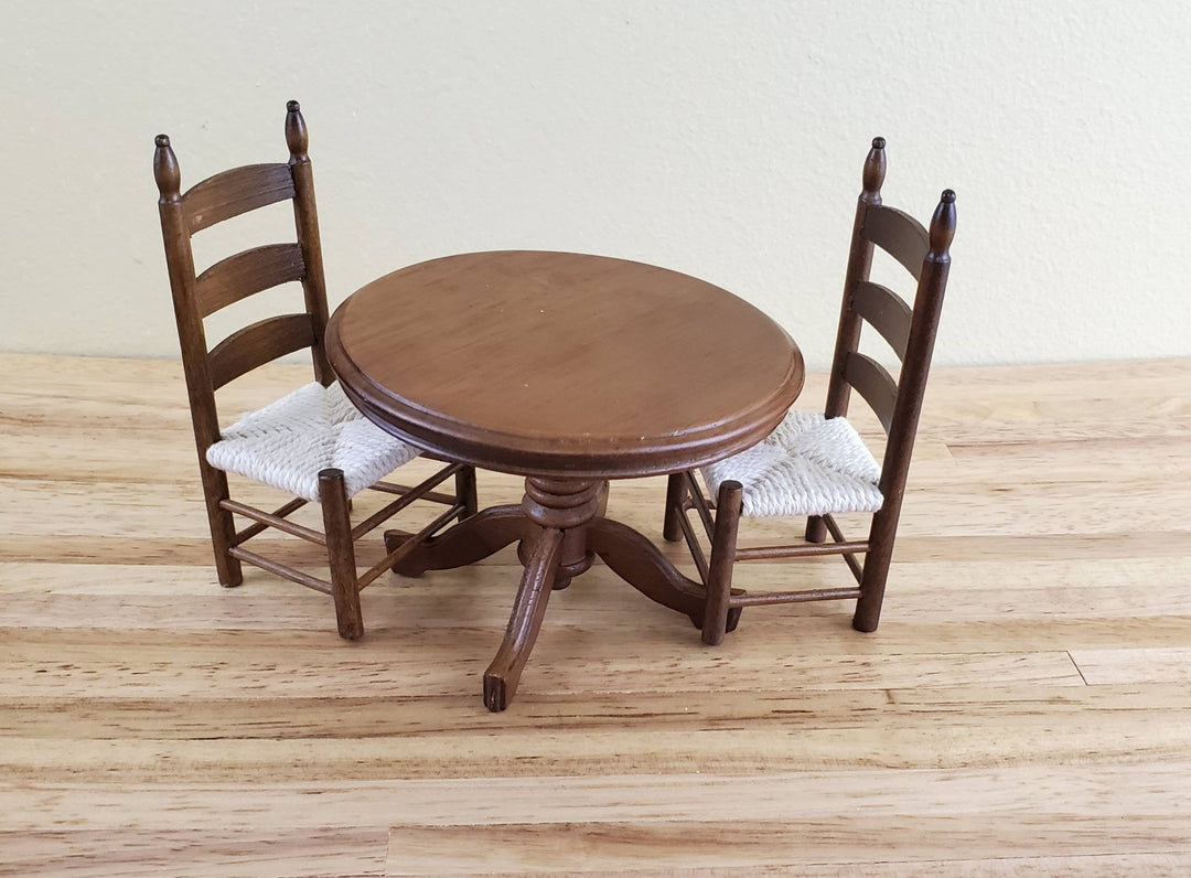 Dollhouse Miniature Table Round Pedestal Wood Walnut Finish 1:12 Scale Kitchen Dining Room - Miniature Crush