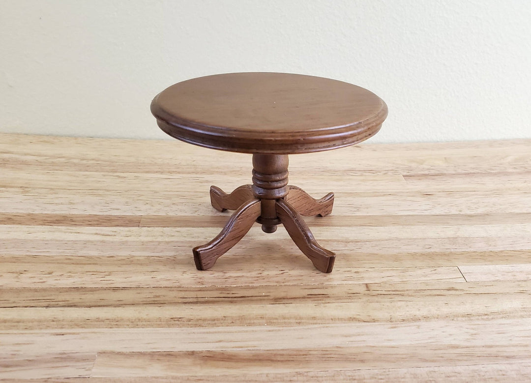 Dollhouse Miniature Table Round Pedestal Wood Walnut Finish 1:12 Scale Kitchen Dining Room - Miniature Crush