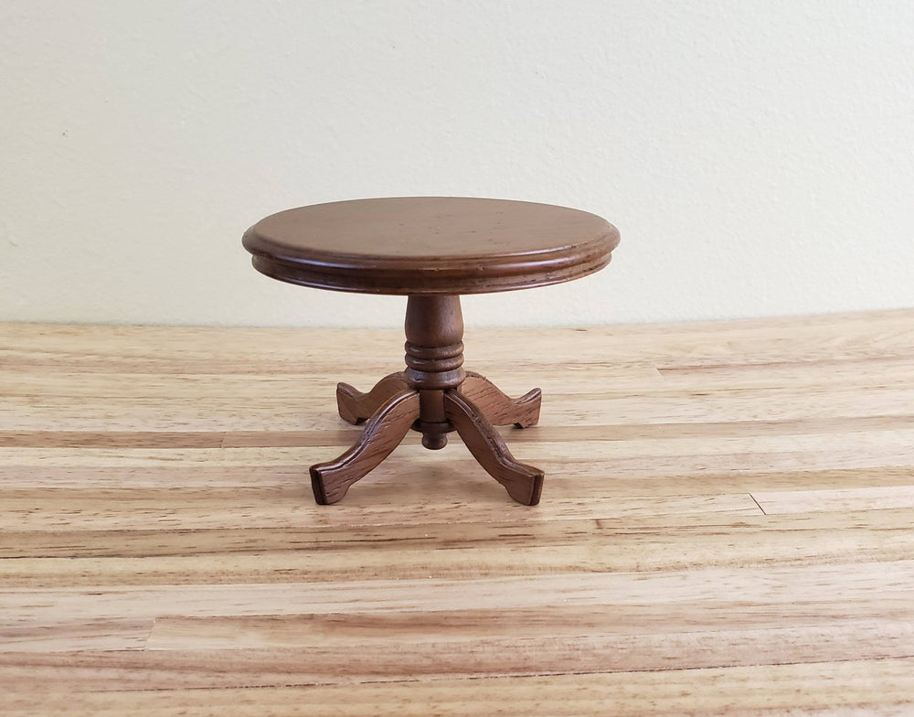 Dollhouse Miniature Table Round Pedestal Wood Walnut Finish 1:12 Scale Kitchen Dining Room - Miniature Crush