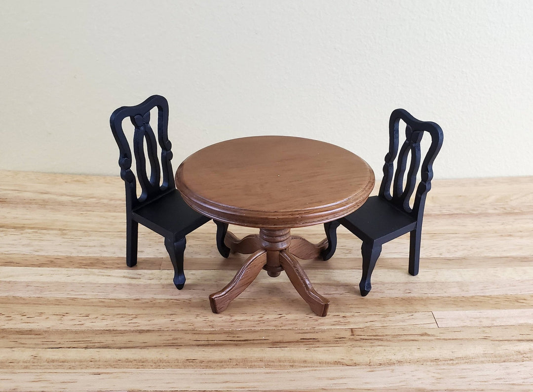 Dollhouse Miniature Table Round Pedestal Wood Walnut Finish 1:12 Scale Kitchen Dining Room - Miniature Crush