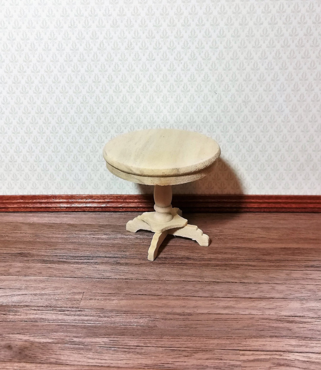 Dollhouse Miniature Table Small Unfinished Round Side or End Table 1:12 Scale Furniture - Miniature Crush
