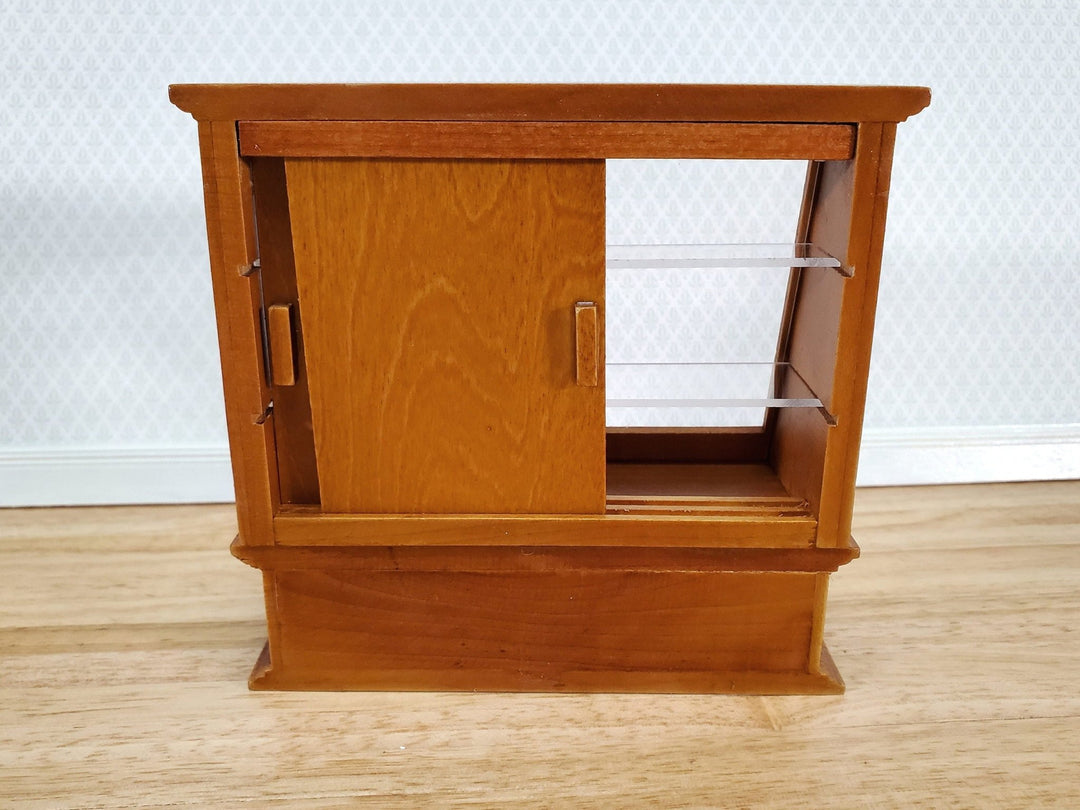 Dollhouse Miniature Tall Display Counter Cabinet for Bakery or Shop 1:12 Scale Furniture in Walnut - Miniature Crush