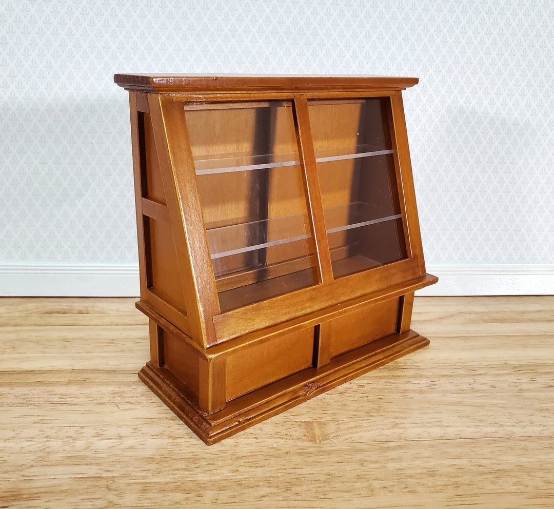 Dollhouse Miniature Tall Display Counter Cabinet for Bakery or Shop 1:12 Scale Furniture in Walnut - Miniature Crush