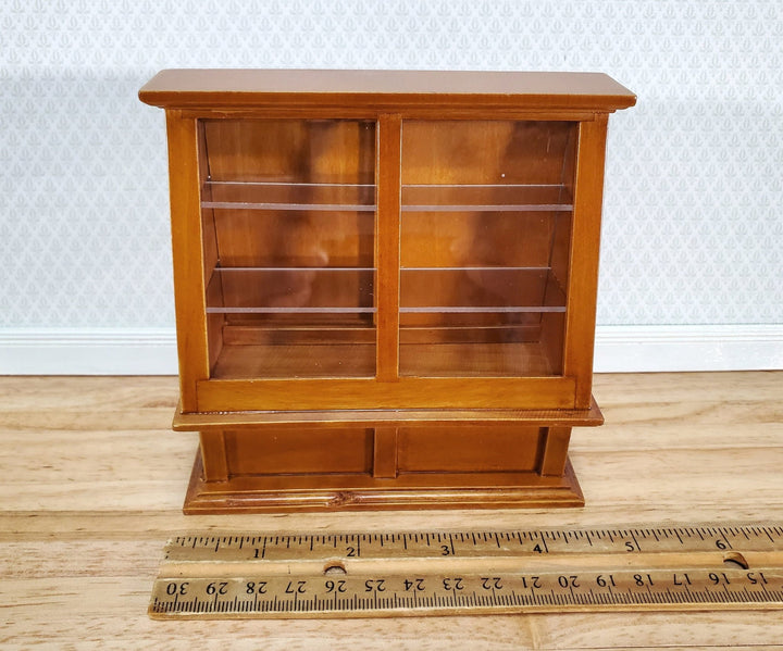 Dollhouse Miniature Tall Display Counter Cabinet for Bakery or Shop 1:12 Scale Furniture in Walnut - Miniature Crush