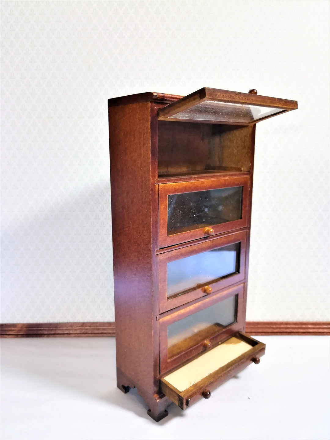 Dollhouse Miniature Tall Lawyers Barrister Bookcase with Doors 1:12 Scale Furniture - Miniature Crush
