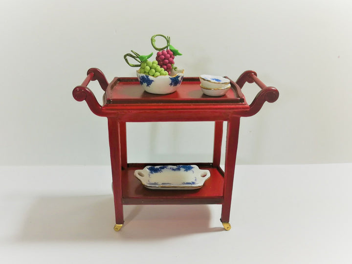 Dollhouse Miniature Tea Cart Two Tiered Serving Trolley for Tea or Food 1:12 Scale - Miniature Crush