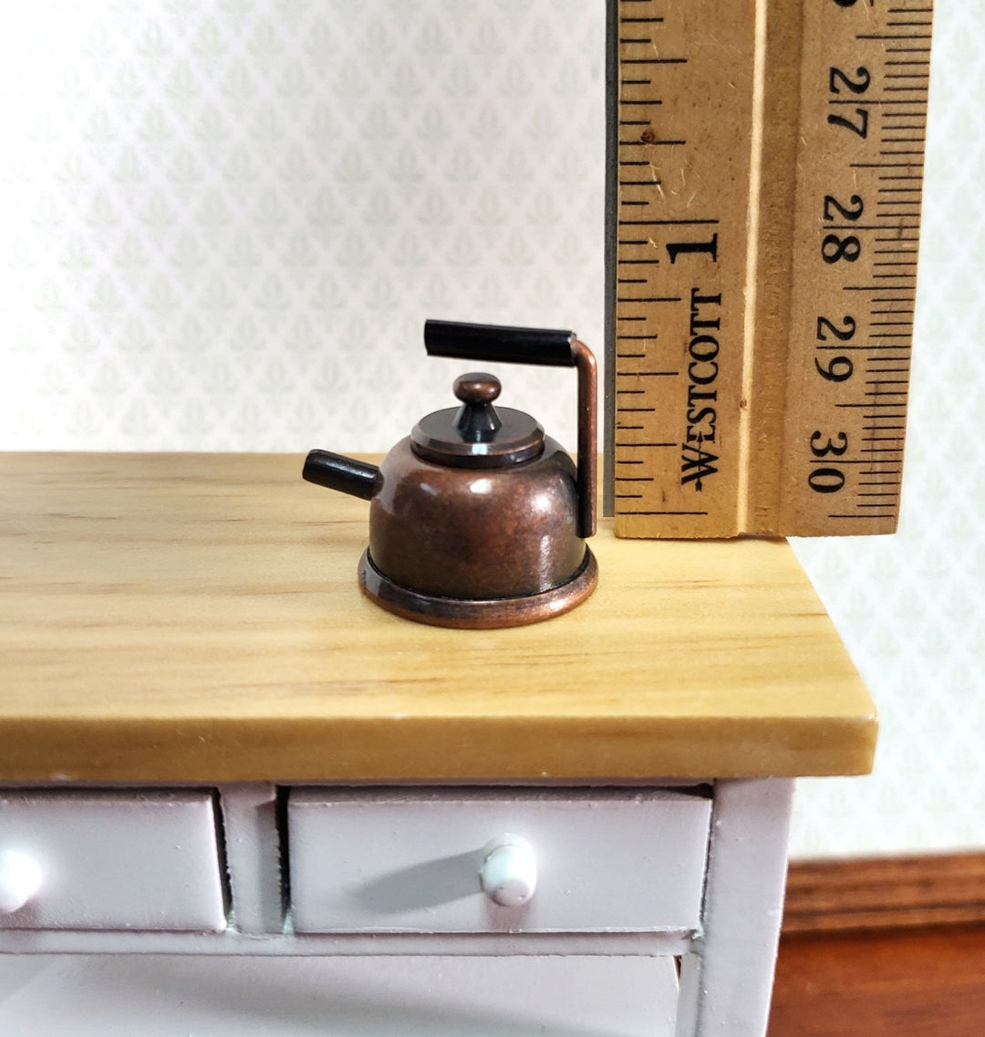 Dollhouse Miniature Teapot Kettle Antique Bronze Finish 1:12 Scale Kitchen Accessories - Miniature Crush