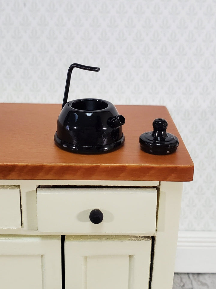 Dollhouse Miniature Teapot Kettle Modern Black with Lid 1:12 Scale Kitchen Accessories - Miniature Crush