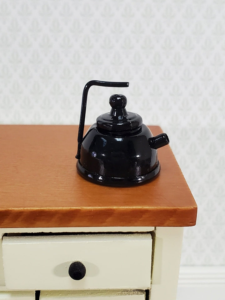 Dollhouse Miniature Teapot Kettle Modern Black with Lid 1:12 Scale Kitchen Accessories - Miniature Crush