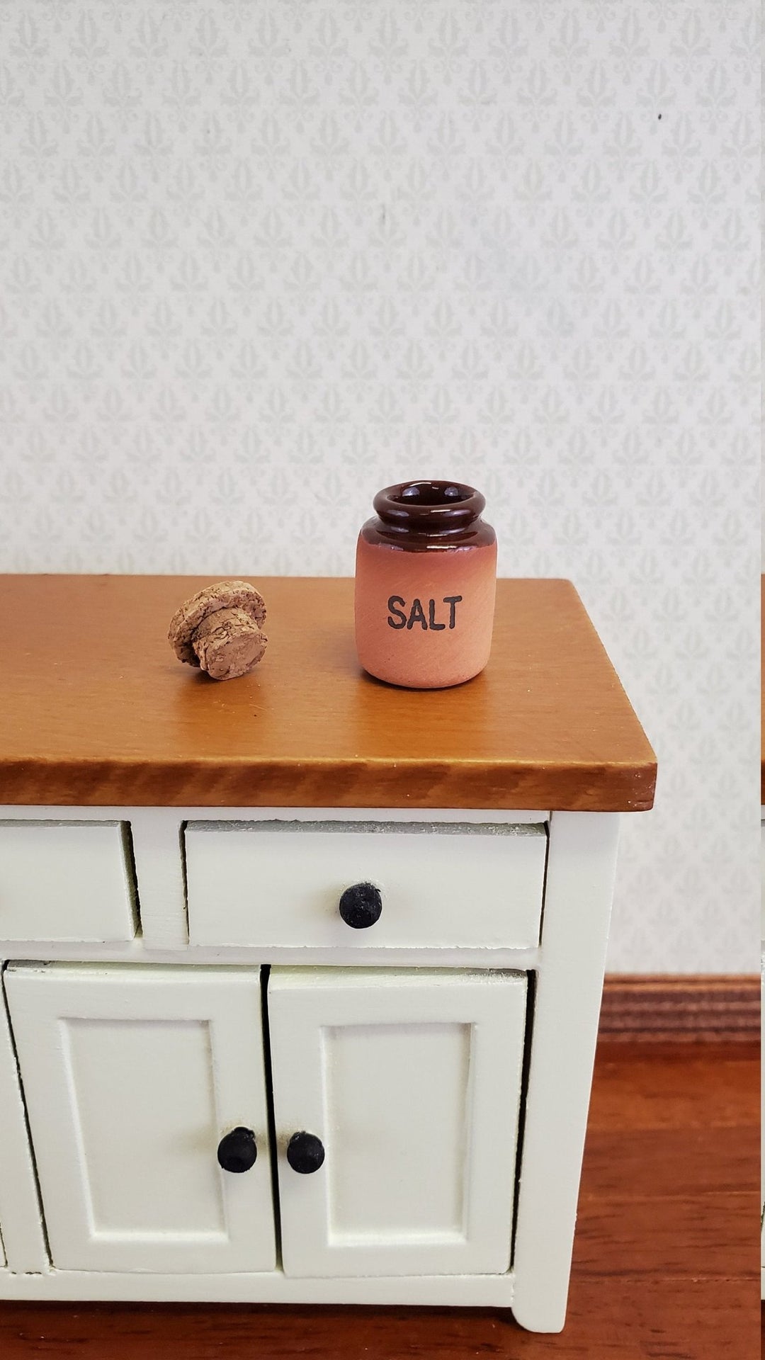 Dollhouse Miniature Terra Cotta SALT Bin with Cork Top 1:12 Scale Handmade Kitchen - Miniature Crush