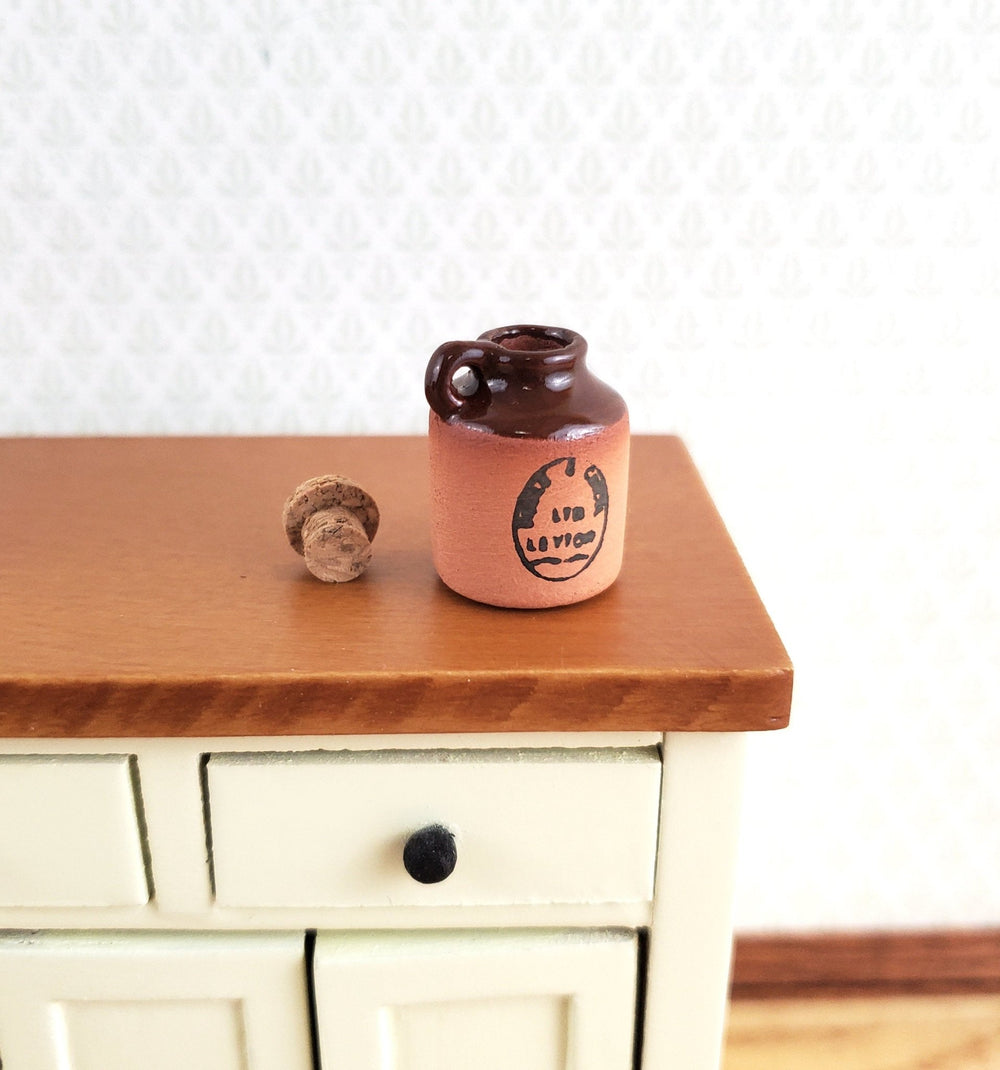 Dollhouse Miniature Terracotta Jug w/ Cork Handle Demijohn Crock 1:12 Scale 20mm Handmade - Miniature Crush