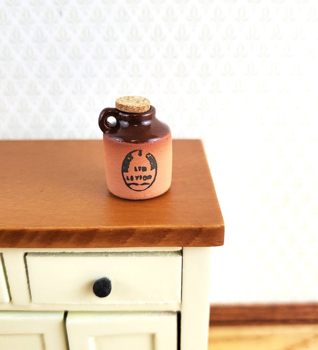Dollhouse Miniature Terracotta Jug w/ Cork Handle Demijohn Crock 1:12 Scale 20mm Handmade - Miniature Crush