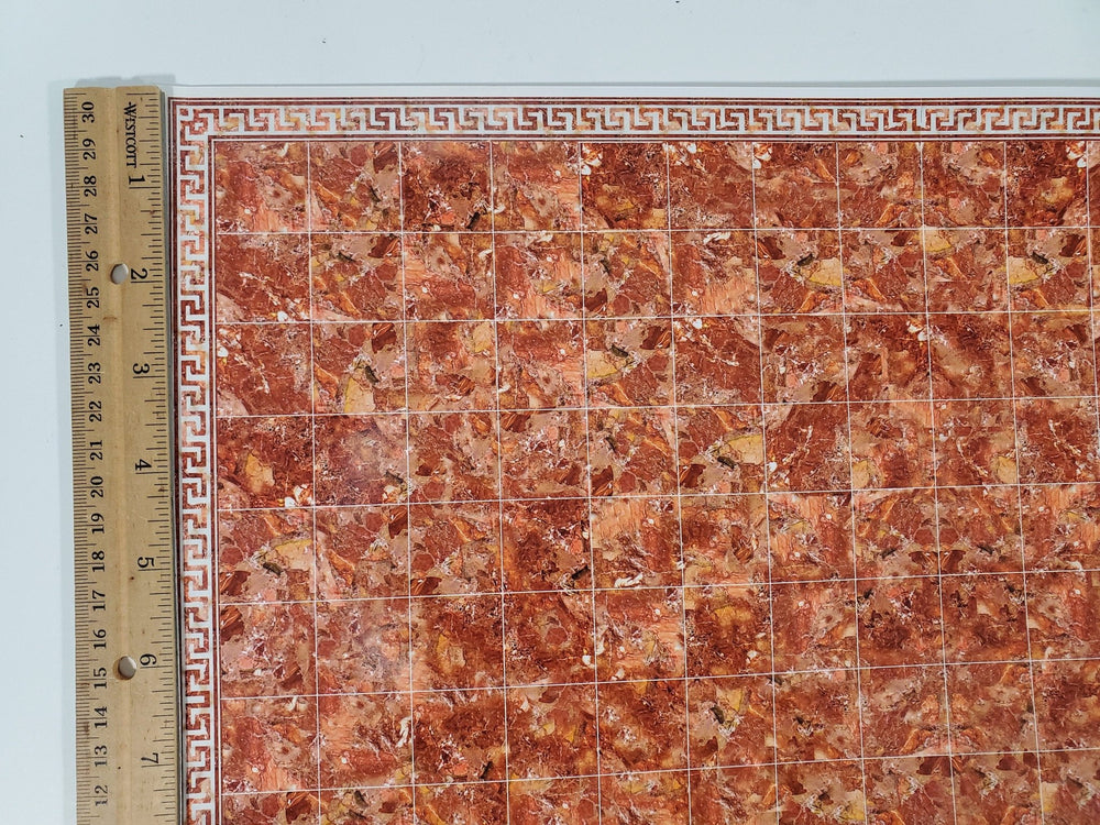 Dollhouse Miniature Tile Floor Marble Dark Rusty Pink with Border 1:12 Scale - Miniature Crush