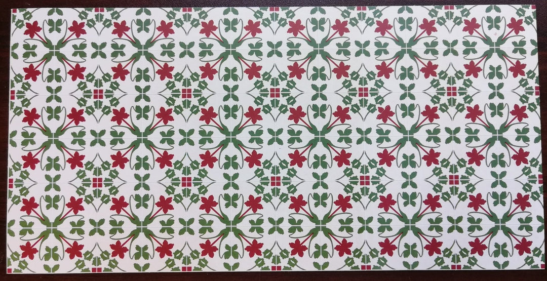Dollhouse Miniature Tile Floor Sheet Red Green Cream 1:12 Scale Break Off Pieces - Miniature Crush
